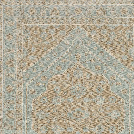 8' Brown Medallion Runner Rug With Fringe Photo 6