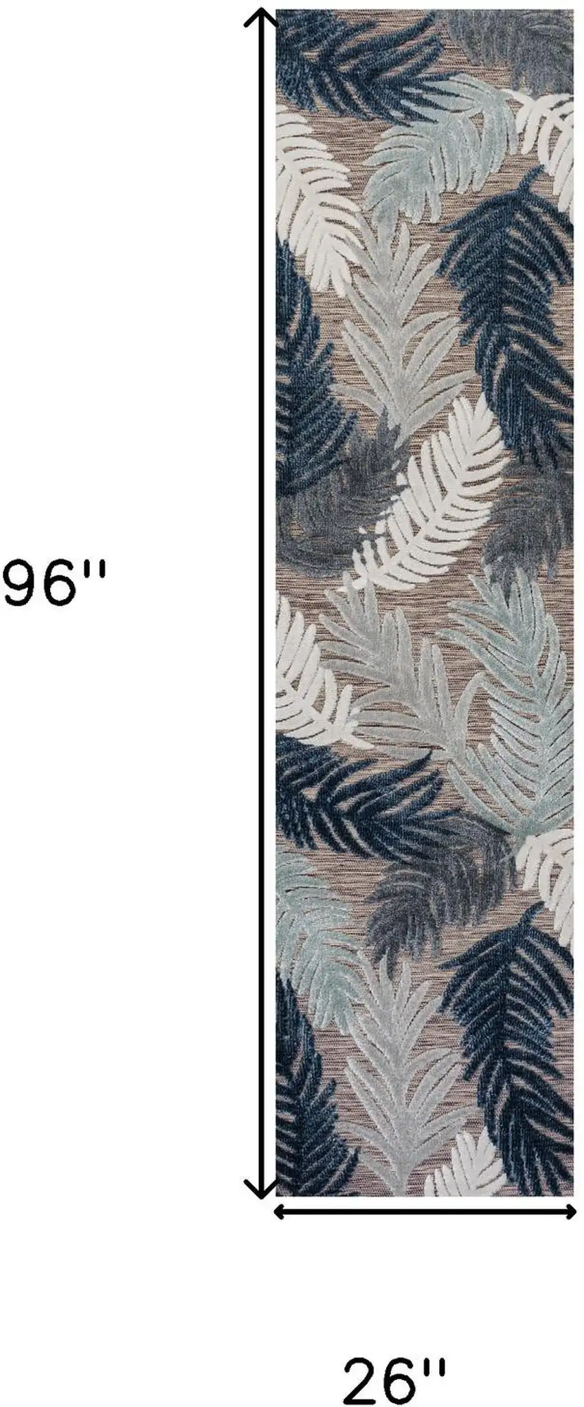 8' Brown Navy Blue And Ivory Floral Indoor Outdoor Runner Rug Photo 9