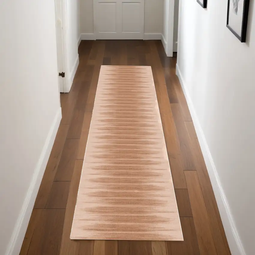 8' Brown Ombre Distressed Non Skid Runner Rug Photo 1