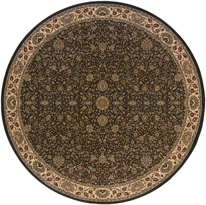 6' Brown Oriental Round Rug Photo 1