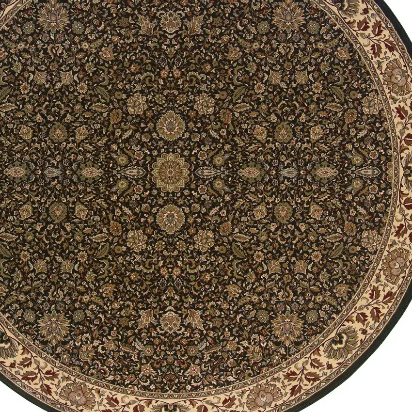 6' Brown Oriental Round Rug Photo 2