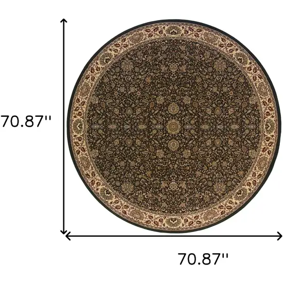 6' Brown Oriental Round Rug Photo 4