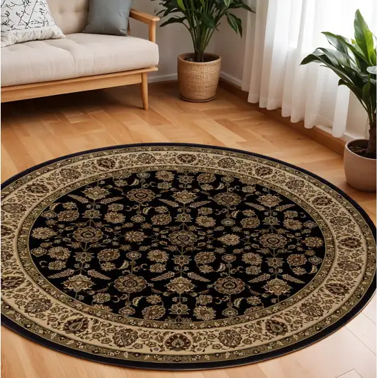 8' Brown Oriental Round Rug Photo 1