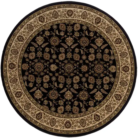 8' Brown Oriental Round Rug Photo 4