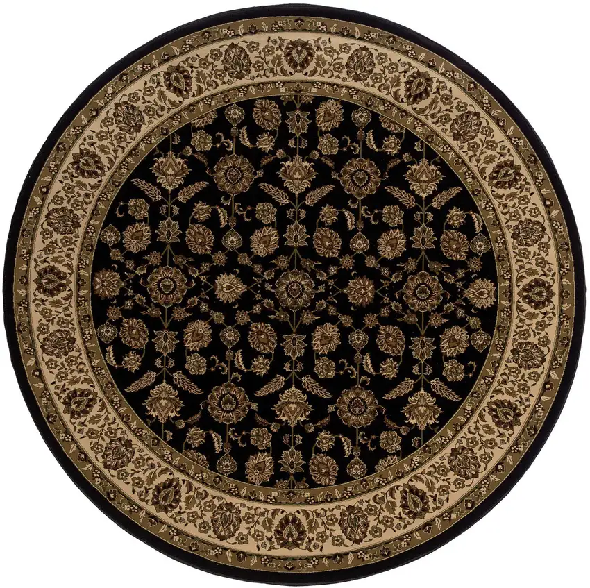 8' Brown Oriental Round Rug Photo 4