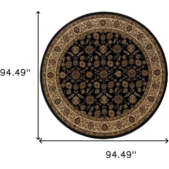 8' Brown Oriental Round Rug Photo 3