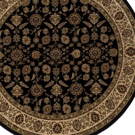 8' Brown Oriental Round Rug Photo 3