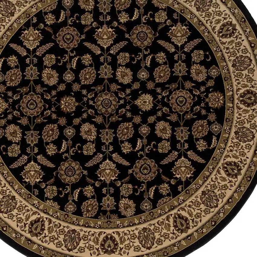 8' Brown Oriental Round Rug Photo 3