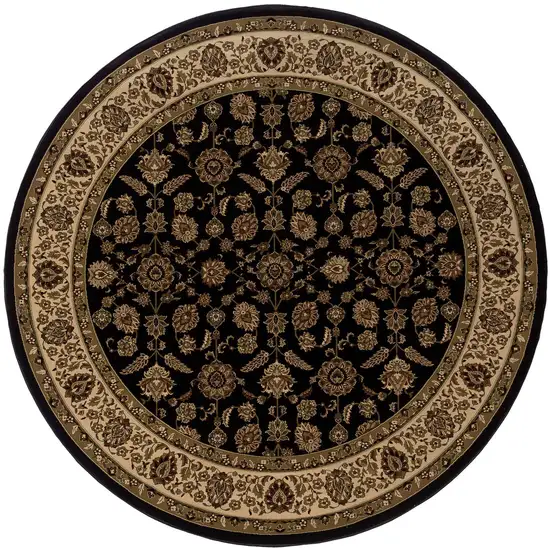 8' Brown Oriental Round Rug Photo 2