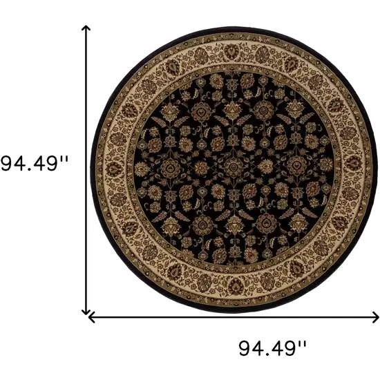 8' Brown Oriental Round Rug Photo 4