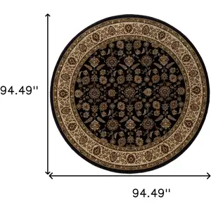 Photo of 8' Brown Oriental Round Rug