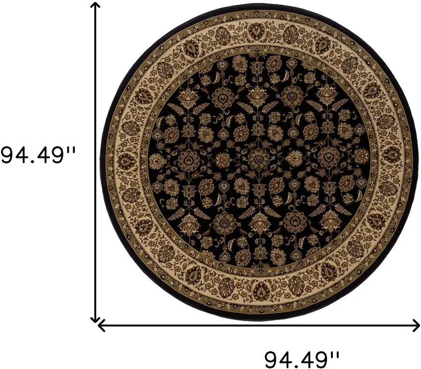 8' Brown Oriental Round Rug Photo 4