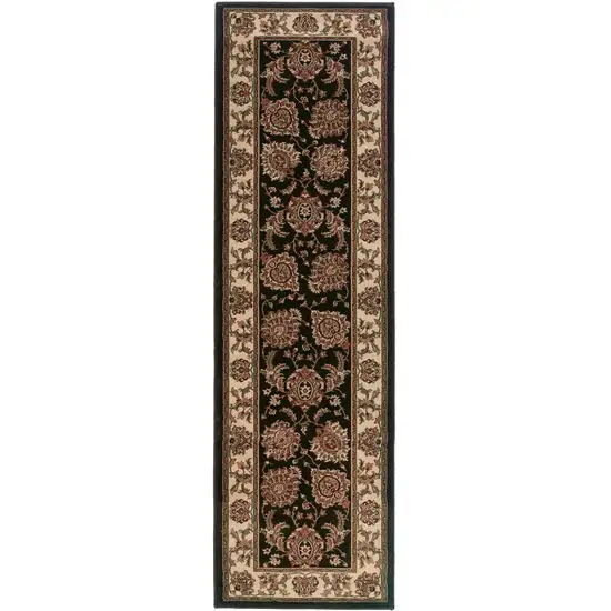 8' Brown Oriental Runner Rug Photo 2