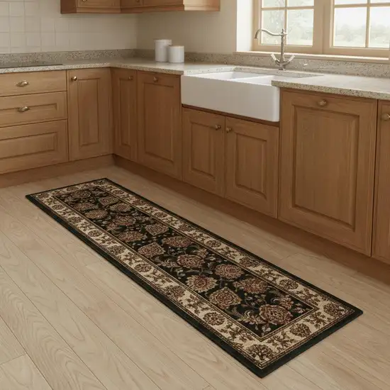 8' Brown Oriental Runner Rug Photo 1