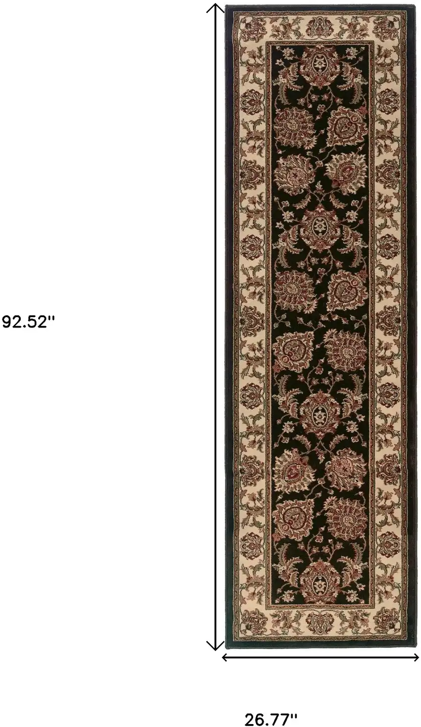 8' Brown Oriental Runner Rug Photo 5