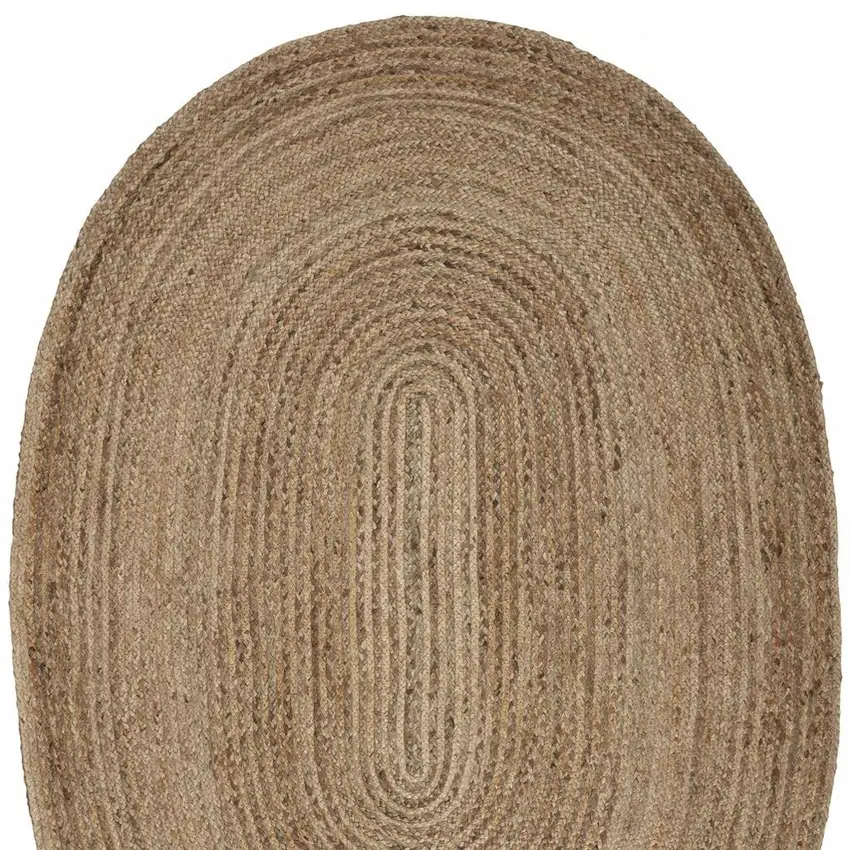Natural Jute Hand Braided Oval Rug Photo 3