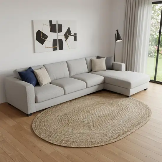 Natural Jute Hand Braided Oval Rug Photo 1