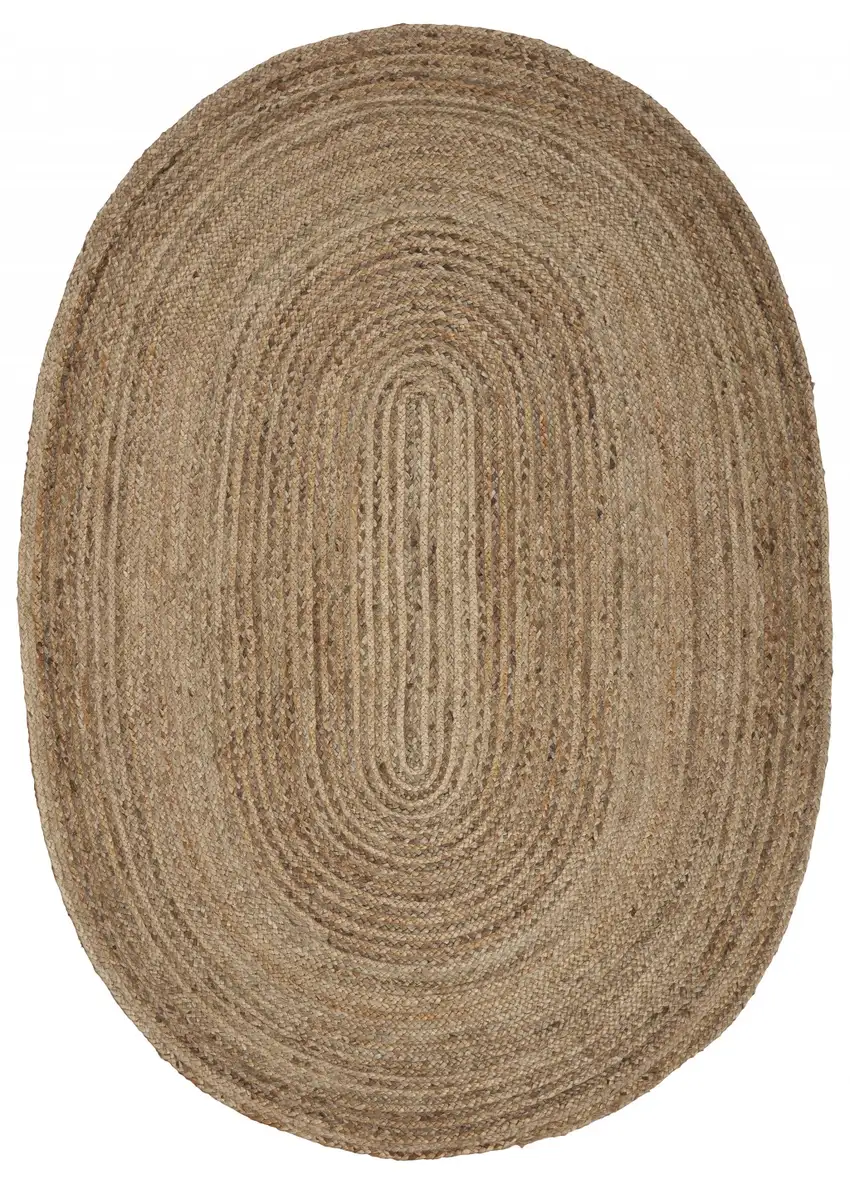 9' Brown Oval Shaped Jute Area Rug Photo 1