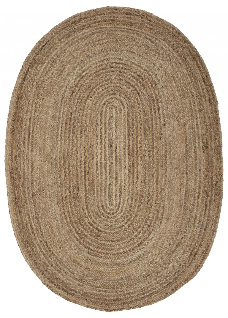 9' Brown Oval Shaped Jute Area Rug Photo 1