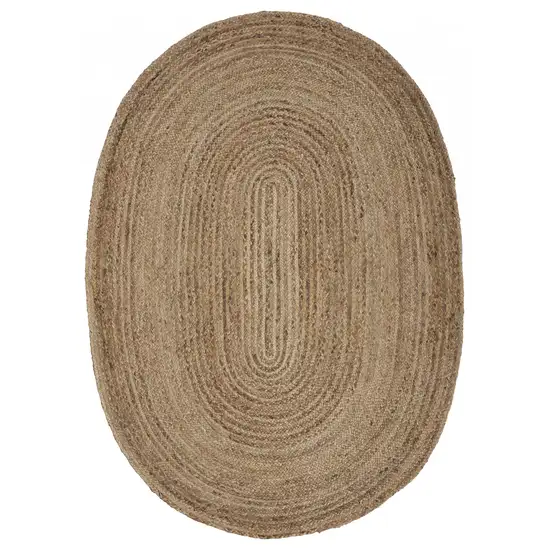 9' Brown Oval Shaped Jute Area Rug Photo 1