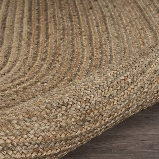 9' Brown Oval Shaped Jute Area Rug Photo 4