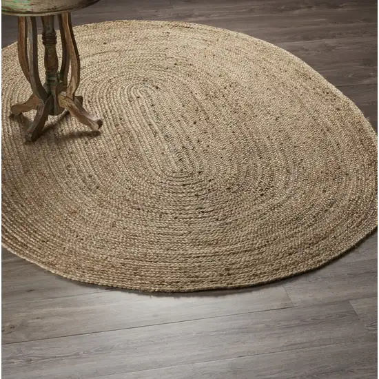 9' Brown Oval Shaped Jute Area Rug Photo 7
