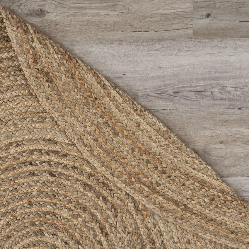 9' Brown Oval Shaped Jute Area Rug Photo 5