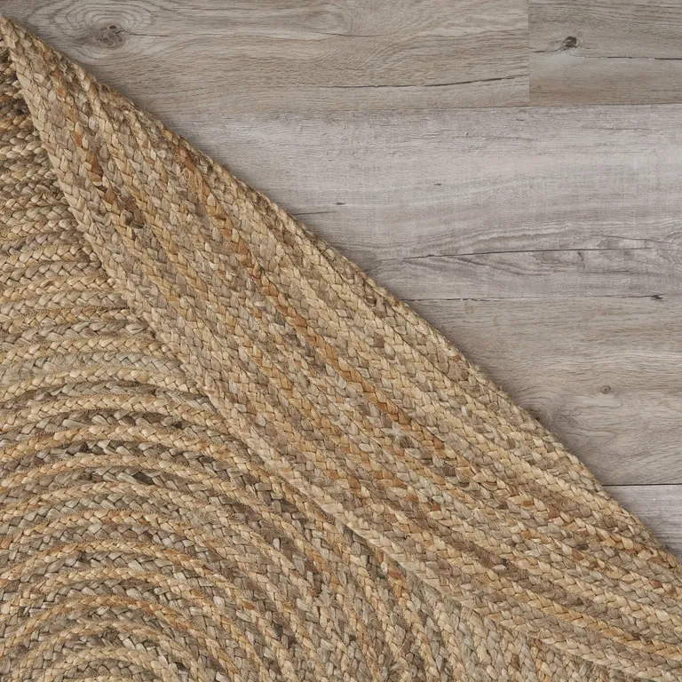 9' Brown Oval Shaped Jute Area Rug Photo 5