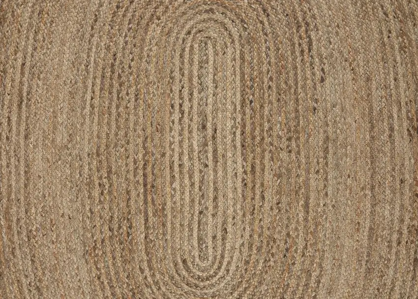 9' Brown Oval Shaped Jute Area Rug Photo 2