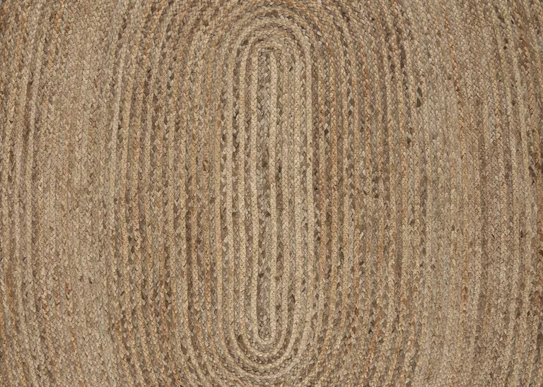 9' Brown Oval Shaped Jute Area Rug Photo 2