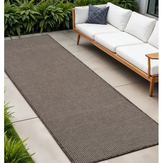 8' Brown Power Loom Runner Rug Photo 1