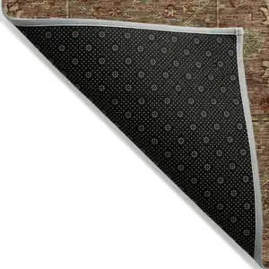 Photo of 8' Brown Red And Green Round Floral Washable Indoor Outdoor Area Rug