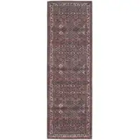 Photo of 8' Brown Red And Ivory Floral Power Loom Runner Rug