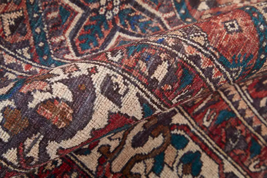 8' Brown Red And Ivory Floral Power Loom Runner Rug Photo 6