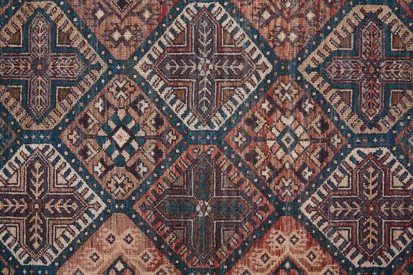 8' Brown Red And Ivory Floral Power Loom Runner Rug Photo 3