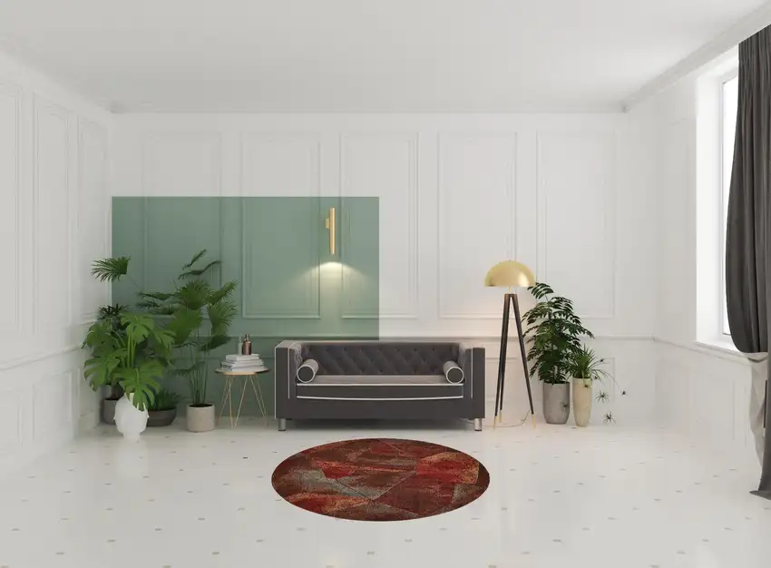 6' Brown Red And Orange Abstract Non Skid Round Rug Photo 1