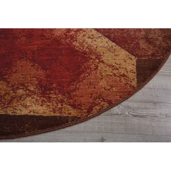 6' Brown Red And Orange Abstract Non Skid Round Rug Photo 8