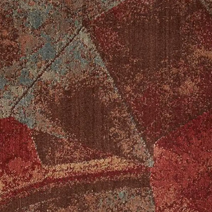 8' Brown Red And Orange Abstract Non Skid Runner Rug Photo 4