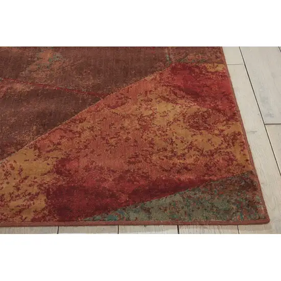 8' Brown Red And Orange Abstract Non Skid Runner Rug Photo 8