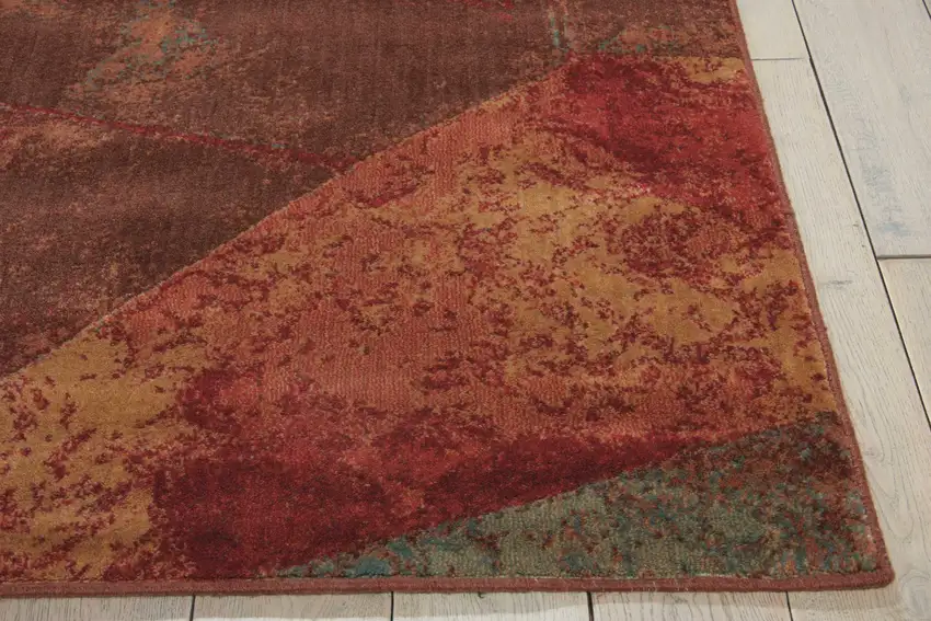 8' Brown Red And Orange Abstract Non Skid Runner Rug Photo 8