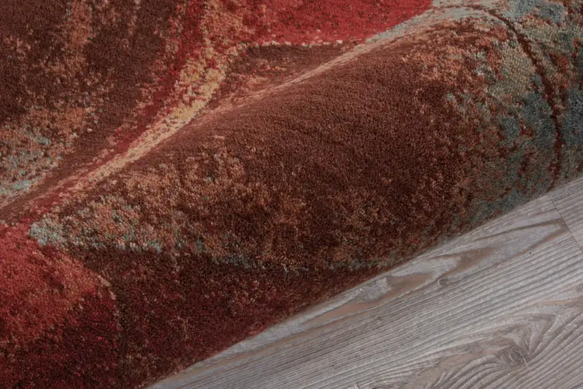 8' Brown Red And Orange Abstract Non Skid Runner Rug Photo 7