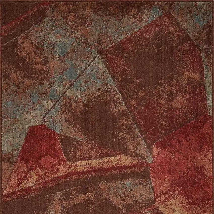 8' Brown Red And Orange Abstract Non Skid Runner Rug Photo 5