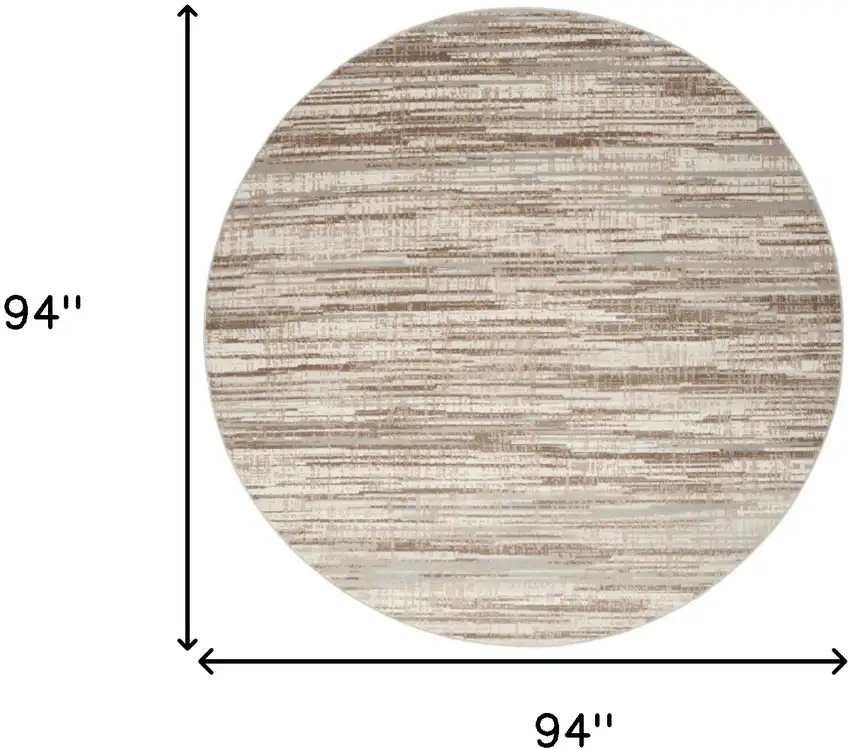 8' Brown Round Abstract Power Loom Area Rug Photo 8