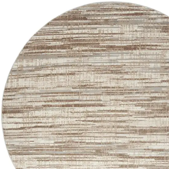 8' Brown Round Abstract Power Loom Area Rug Photo 1