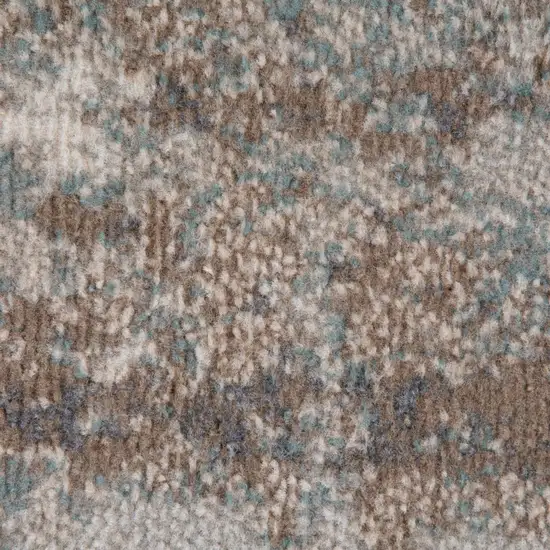 8' Brown Round Abstract Power Loom Area Rug Photo 7