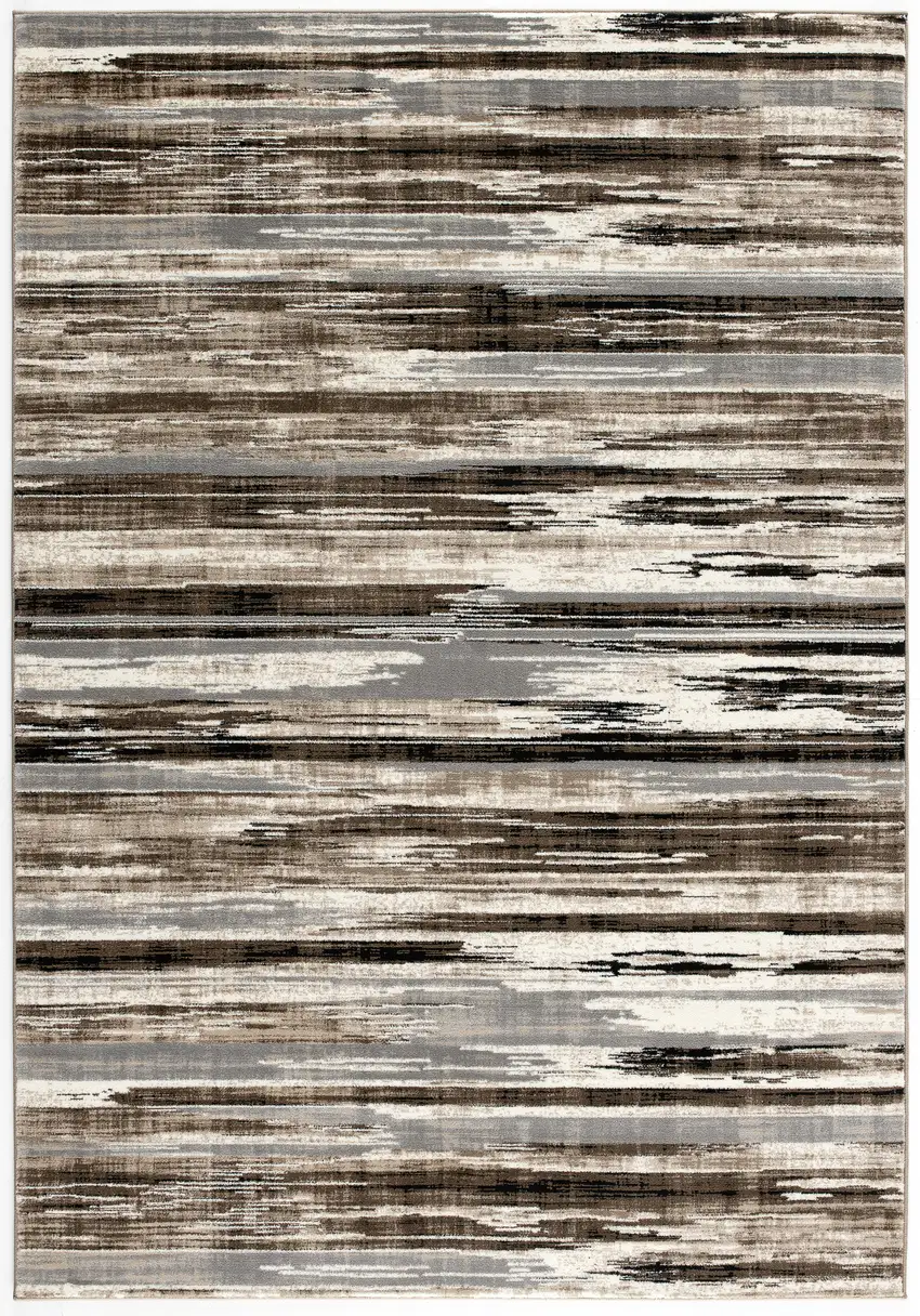 5' Brown Round Abstract Washable Non Skid Area Rug Photo 1