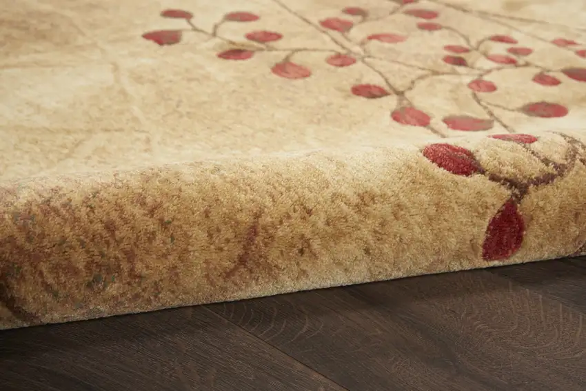 6' Brown Round Floral Power Loom Area Rug Photo 5