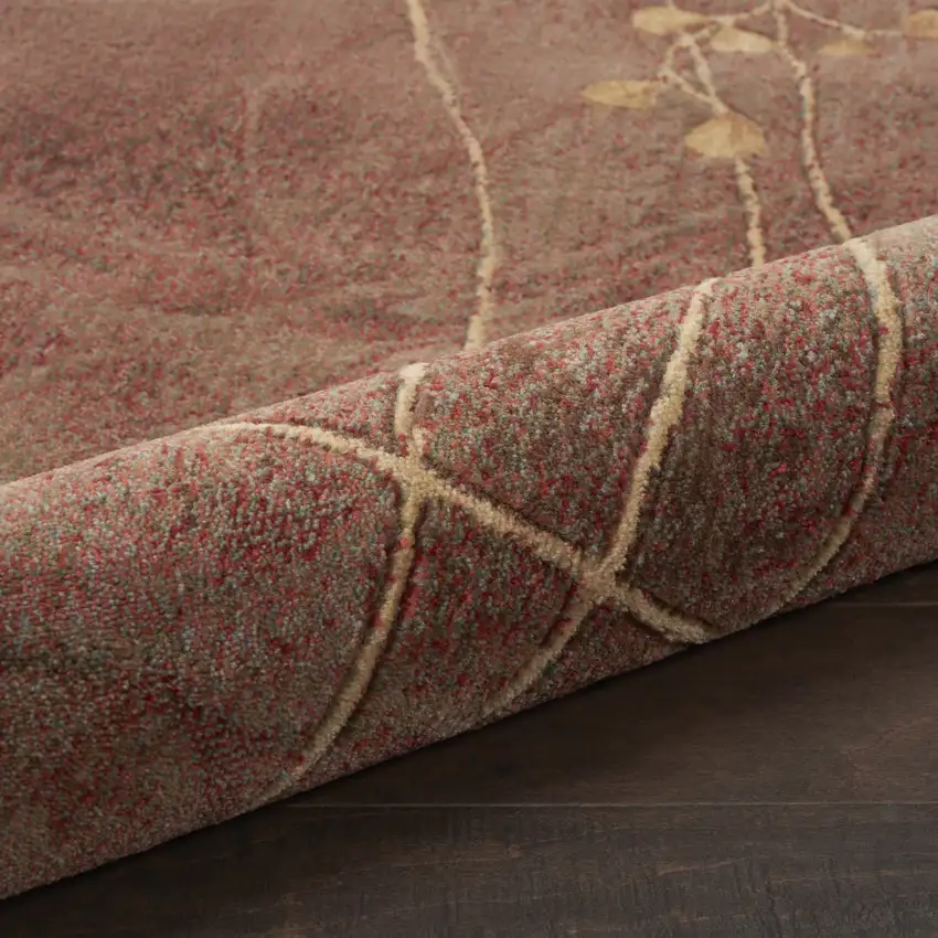 6' Brown Round Floral Power Loom Area Rug Photo 6