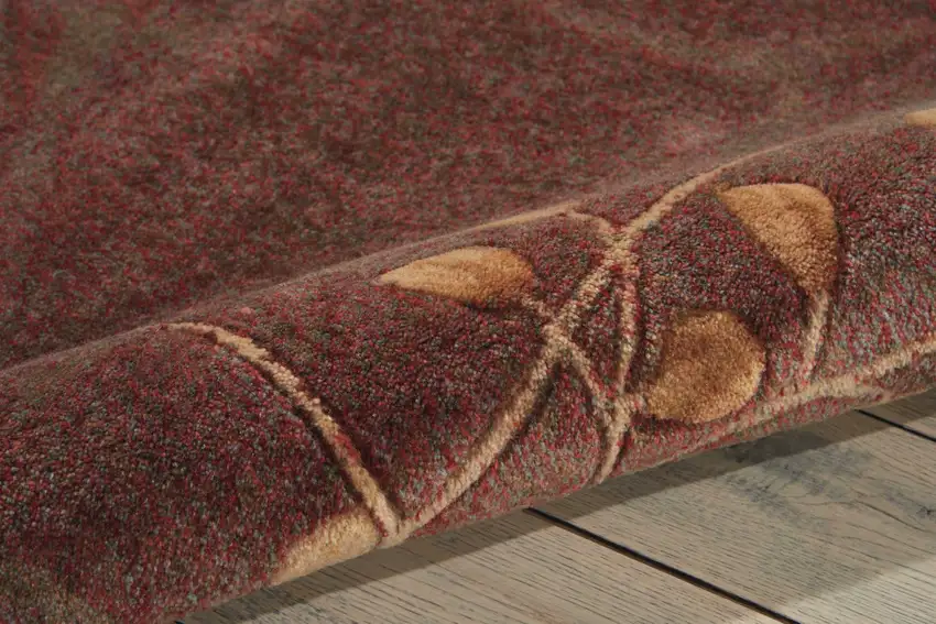 6' Brown Round Floral Power Loom Area Rug Photo 1