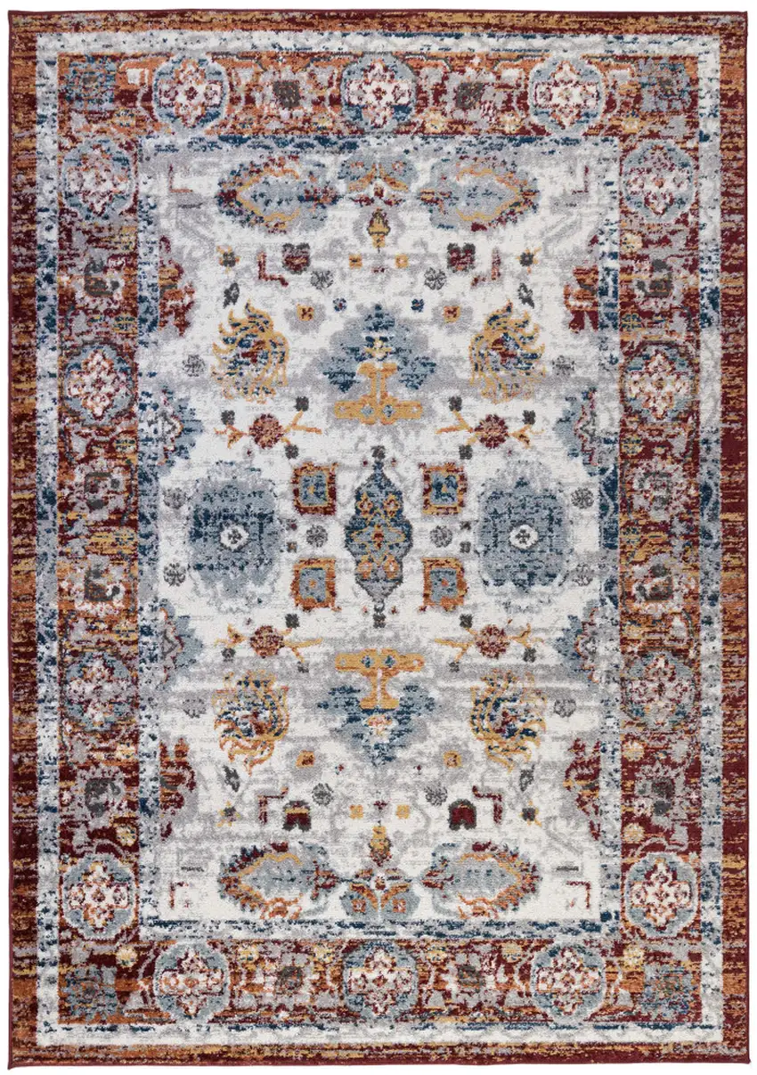 6' Brown Round Floral Power Loom Area Rug Photo 1